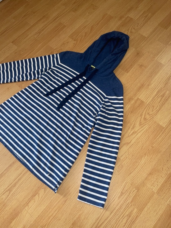 Nautica Blue w/ White Striped Pullover Cotton Hoodie Size Medium - Picture 3 of 10